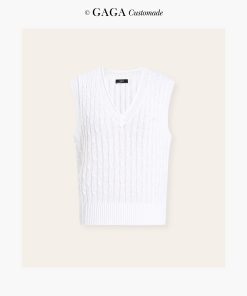 Preppy Braid Knit Top (Cambridge White) - TOP, MEDIUM